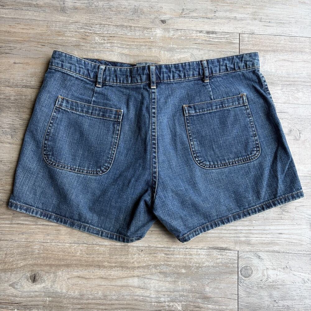 Vintage Old Navy Y2K Denim Short Shorts Size 12 Stretch Faded Dark Wash - Picture 3 of 5